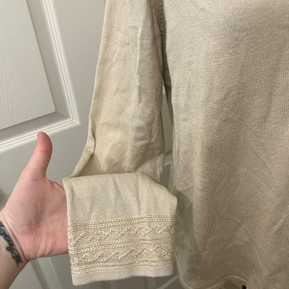 Architect Cream Vintage Pullover Sweater With Beading and Embroidery Size Large - Picture 5 of 6